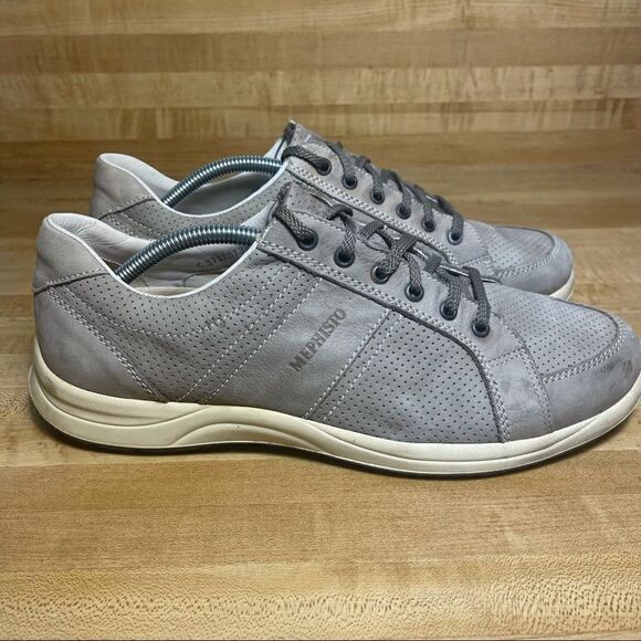 MEPHISTO Men Hero Perf Sneaker Shoes, US 11 EUR 10 1/4 Grey Leather - Picture 1 of 7